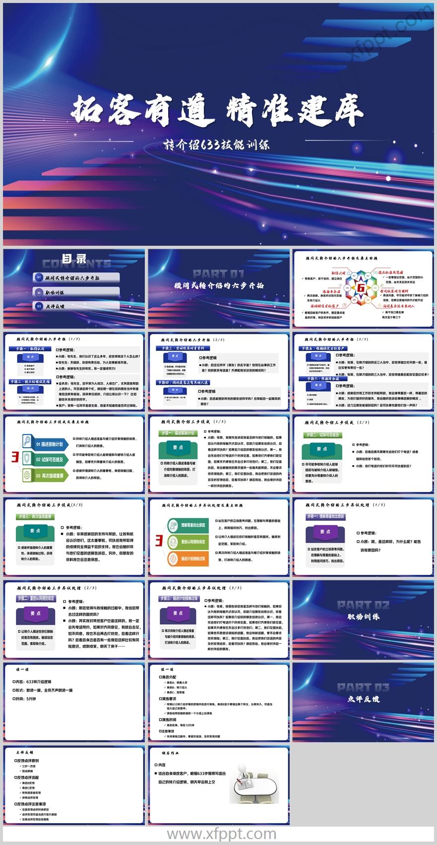 顾问式转介绍六步开拓三促成异议处理逻辑21页（含演讲稿）