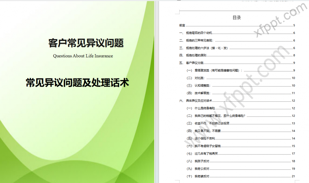 保险客户常见异议问题及处理话术61页